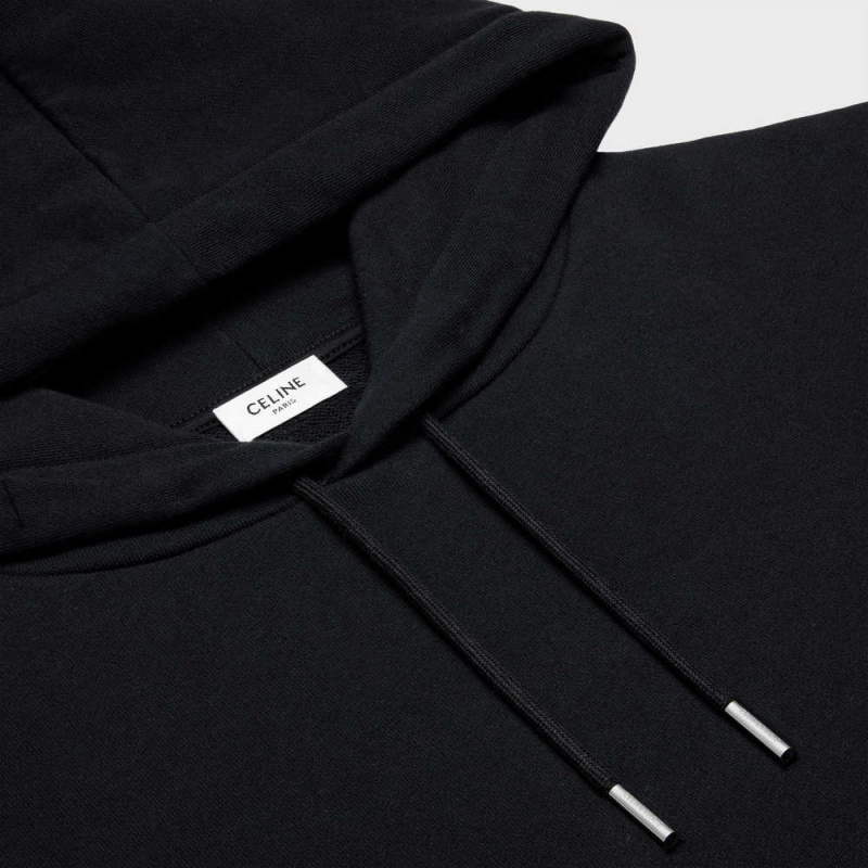 Celine wiltern hoodie in cotton fleece Sweatshirts Black / white | CL-592802