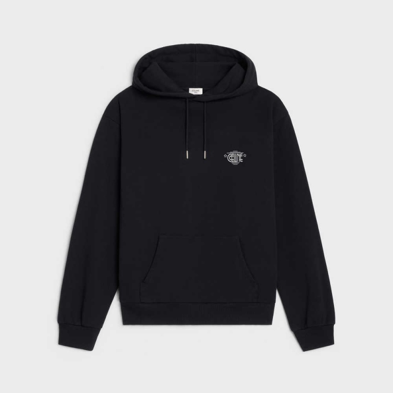 Celine wiltern hoodie in cotton fleece Sweatshirts Black / white | CL-592802