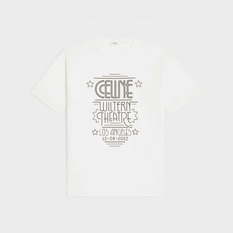 Celine wiltern in cotton jersey T-shirts dirty white/ black | CL-592786