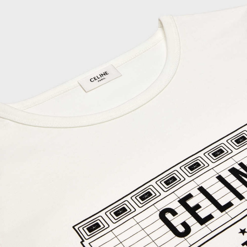 Celine wiltern in cotton jersey T-shirts dirty white/ black | CL-592773