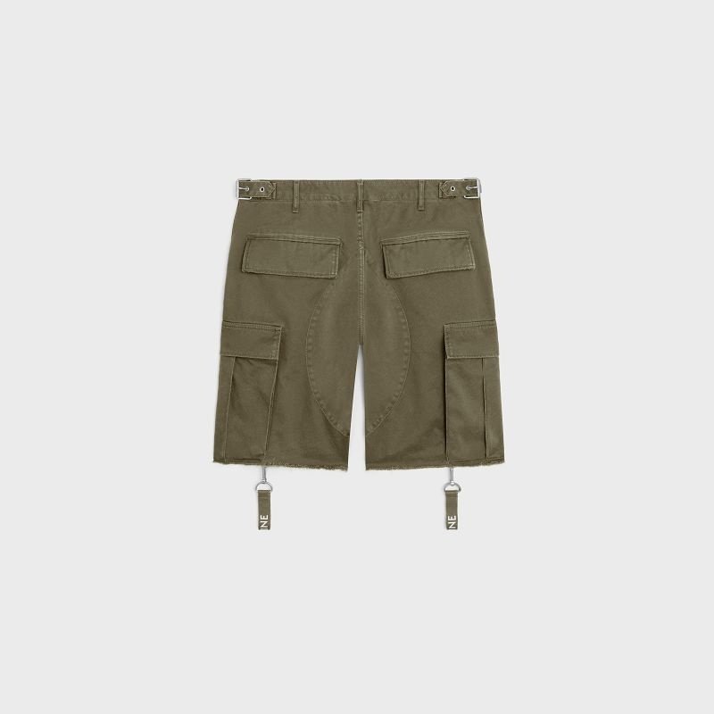 Celine with celine straps in cotton Shorts Army Green | CL-592068