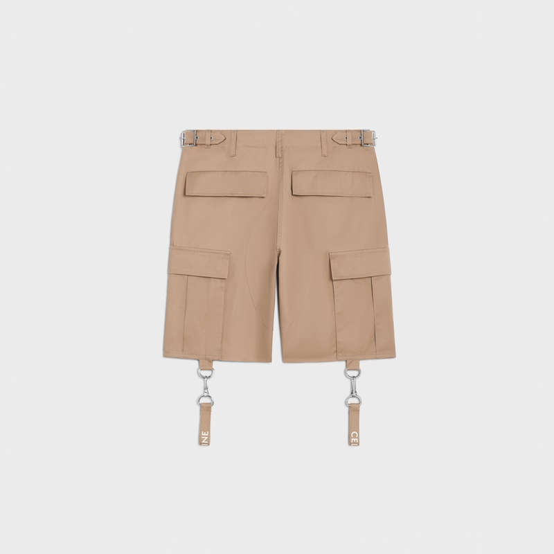 Celine with celine straps in cotton linen Shorts Beige | CL-592067