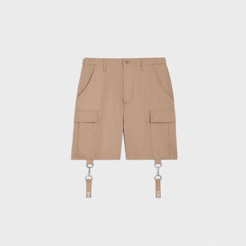 Celine with celine straps in cotton linen Shorts Beige | CL-592067