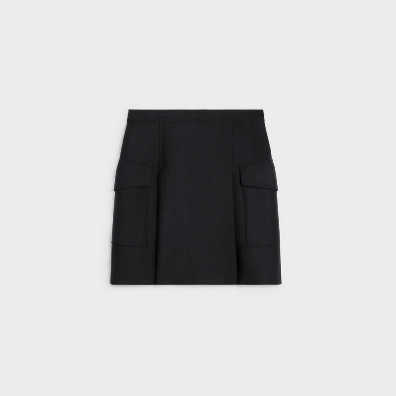 Celine with patch pockets in mohair wool Skirts Black | CL-592870